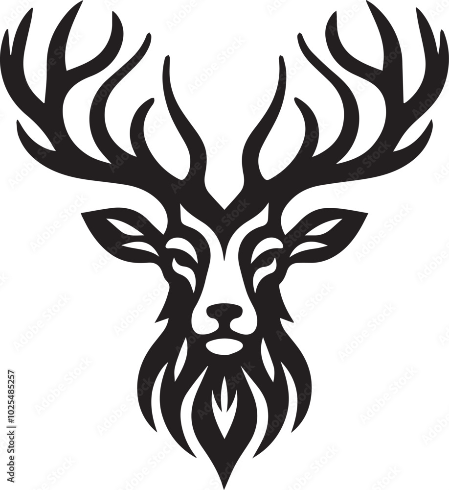 Reindeer head silhouette black vector Reindeer head silhouette black vector
