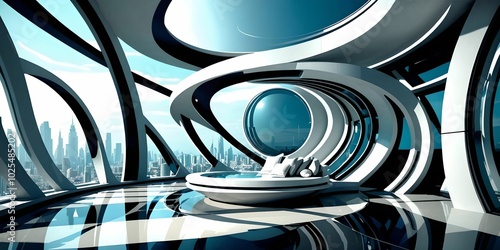 wallpaper representing a metropolis with modern and futuristic architecture. photo