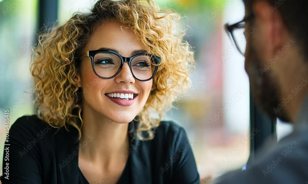Smiling Woman in Conversation Smiling Woman in Conversation