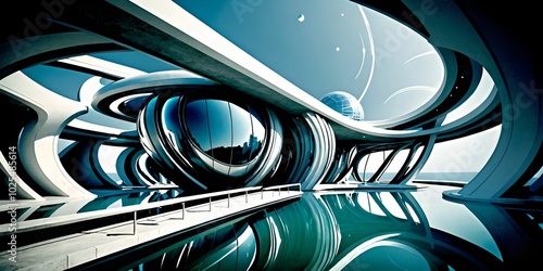 wallpaper representing a metropolis with modern and futuristic architecture. photo