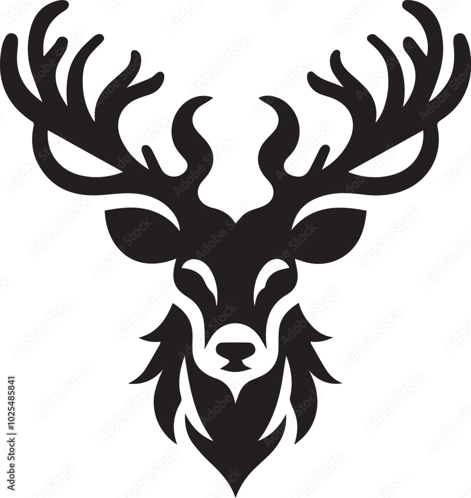 Reindeer head silhouette black vector Reindeer head silhouette black vector
