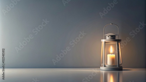 Minimalist painting of lamp with candle