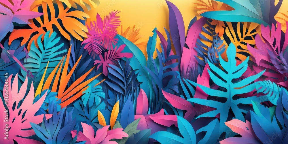 Vibrant garden featuring colorful plants and palm trees, Lush garden with vibrant plants and palm trees Vibrant garden featuring colorful plants and palm trees, Lush garden with vibrant plants and palm trees