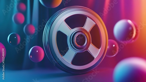 Glossy 3D video icon with a sleek play button design. Vibrant and modern visual style, perfect for digital interfaces, multimedia presentations, and app development. High-quality, minimalistic,