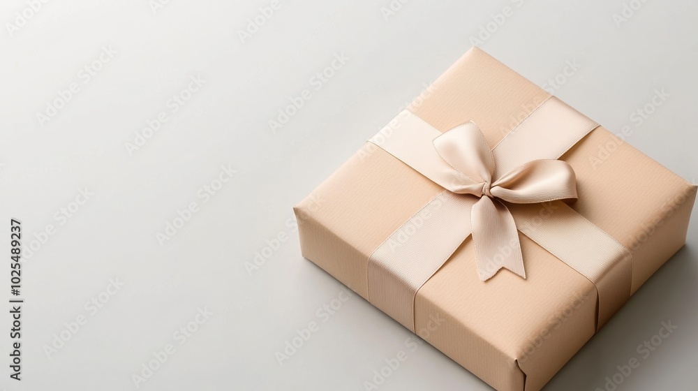 Elegant gift box with ribbon on a neutral background. Elegant gift box with ribbon on a neutral background.