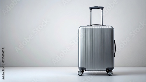 Minimalist rolling carry on suitcase and luggage tag photo