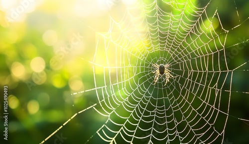 Orb-Weaver Spider Close-Up: Intricate Details of Spider in the Center