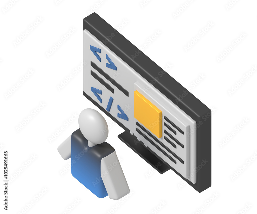 Programmer coding Website isometric style Programmer coding Website isometric style