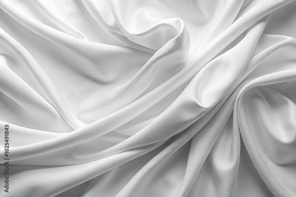 Minimalist smooth white fabric with elegant folds and soft ripples Minimalist smooth white fabric with elegant folds and soft ripples