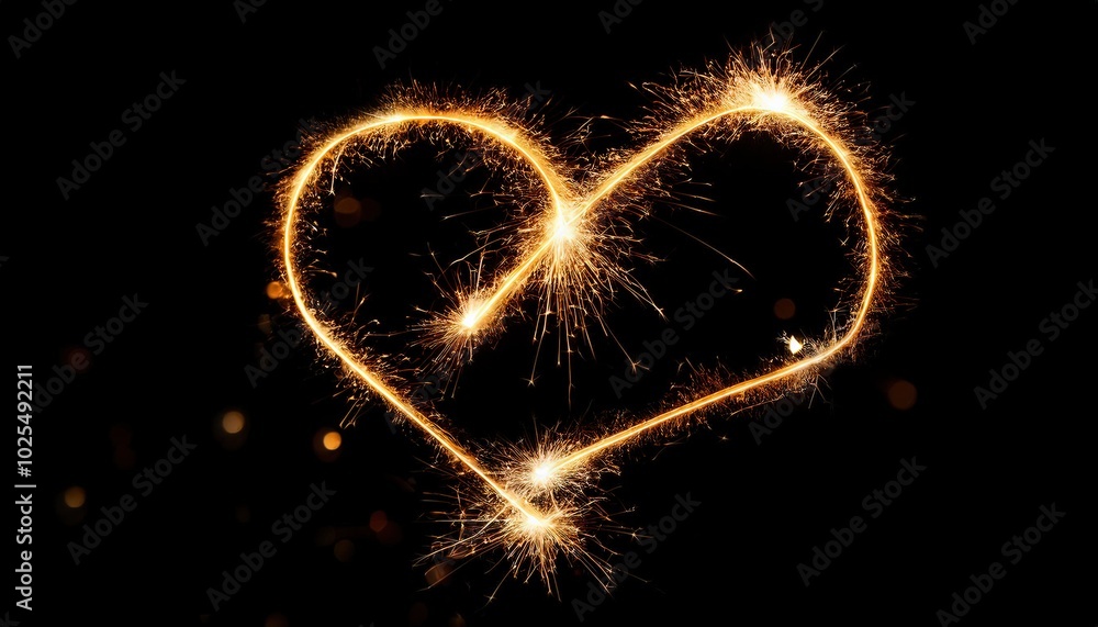 Sparkling Heart Shape Made with Sparklers Sparkling Heart Shape Made with Sparklers