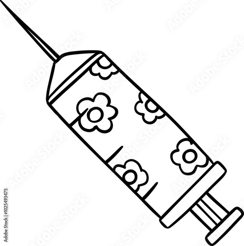 syringe doodle outline