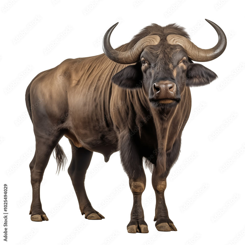 Naklejka premium Powerful African Buffalo Standing On A Transparent Background With Strong Presence