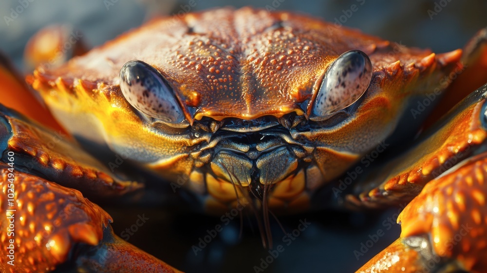 Close-Up of Vibrant Orange Crab in Natural Habitat Close-Up of Vibrant Orange Crab in Natural Habitat