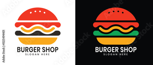 Vector burger shop logo template vector illustration of fast food logotype