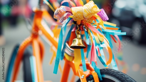 Colorful Bicycle with Ribbons and Bell Decoration