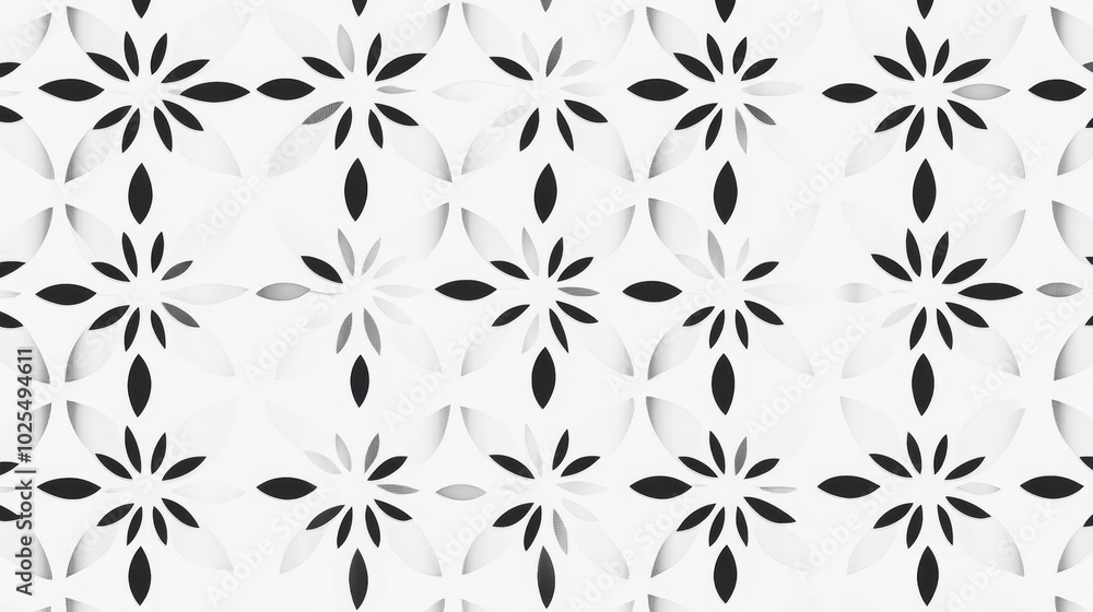 Abstract Black and White Floral Pattern Geometric Design Minimalist Wallpaper Modern Art Abstract Black and White Floral Pattern Geometric Design Minimalist Wallpaper Modern Art