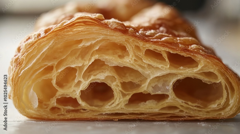 Close-Up of Flaky Pastry Layers Close-Up of Flaky Pastry Layers