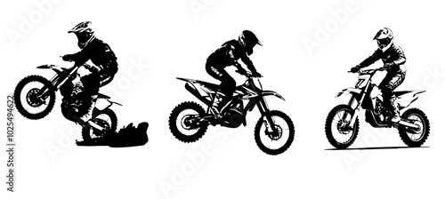 silhouettes of man riding on motocross vector design