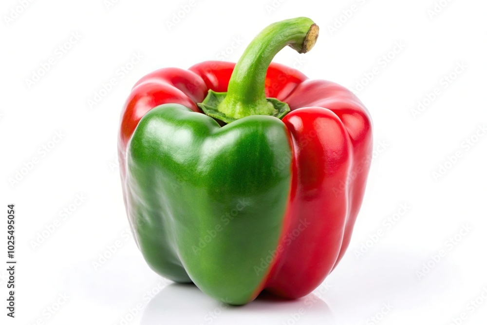 Minimalist sweet pepper red green isolated on white background with clipping path Minimalist sweet pepper red green isolated on white background with clipping path