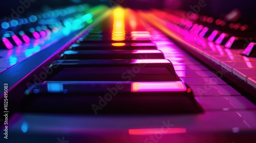 Illuminated Piano Keys in a Vibrant Rainbow Spectrum