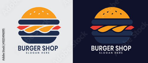 Vector burger shop logo template vector illustration of fast food logotype