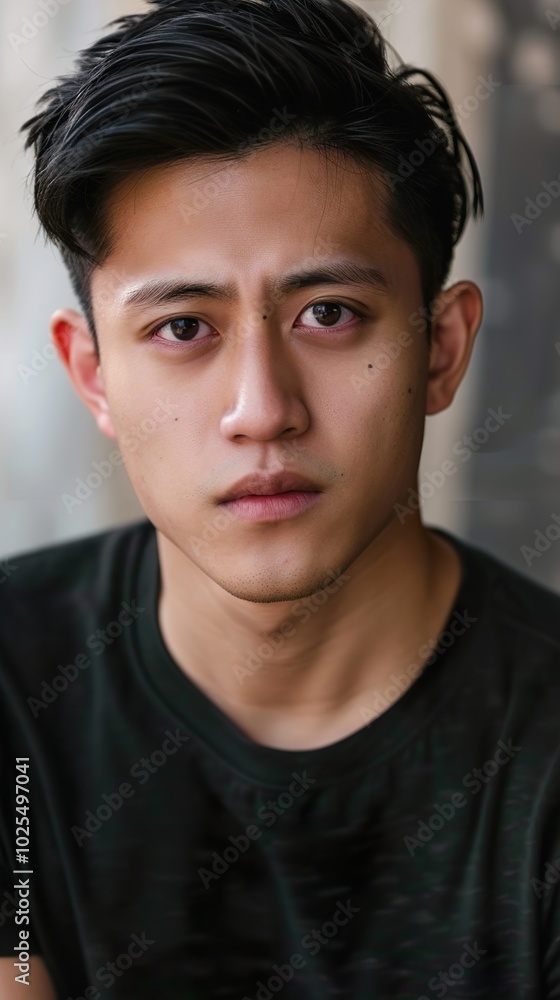 Portrait of a Young Man with Serious Expression Portrait of a Young Man with Serious Expression