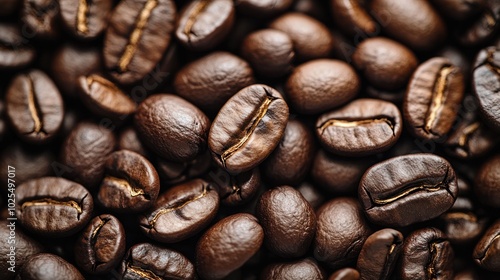 Wallpaper Mural Close-up view of a pile of roasted coffee beans with a rich, dark color palette. The beans vary slightly in size and shape, creating a visually appealing texture.  Torontodigital.ca