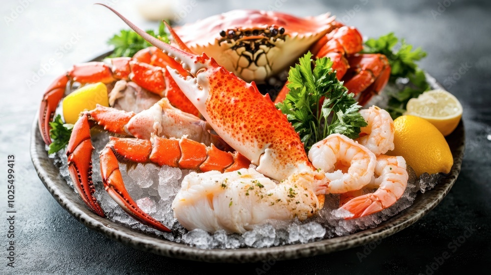 Fresh Seafood Platter with Crab and Shrimp Fresh Seafood Platter with Crab and Shrimp