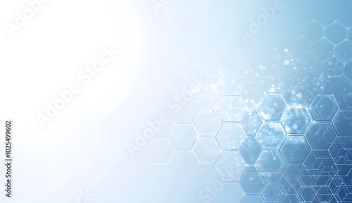 Abstract light blue background with a hexagonal pattern for medical technology, science, and healthcare