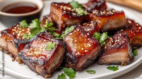 Juicy Glazed Meat with Herbs and Sesame Seeds