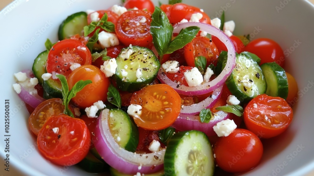 Fresh Colorful Vegetable Salad in White Bowl Fresh Colorful Vegetable Salad in White Bowl