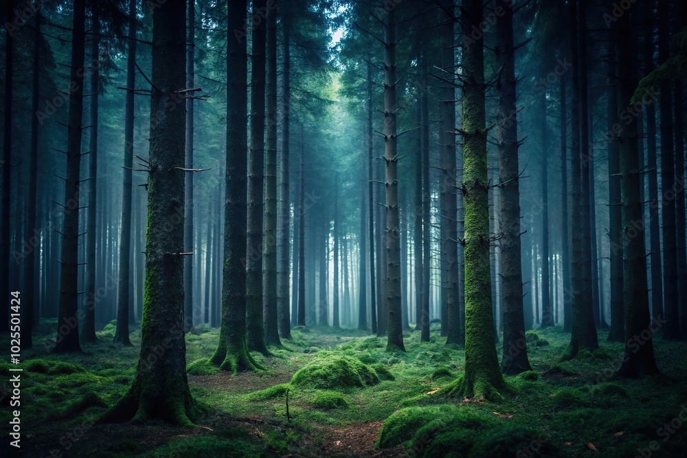 Fototapeta premium Dark and moody forest close-up