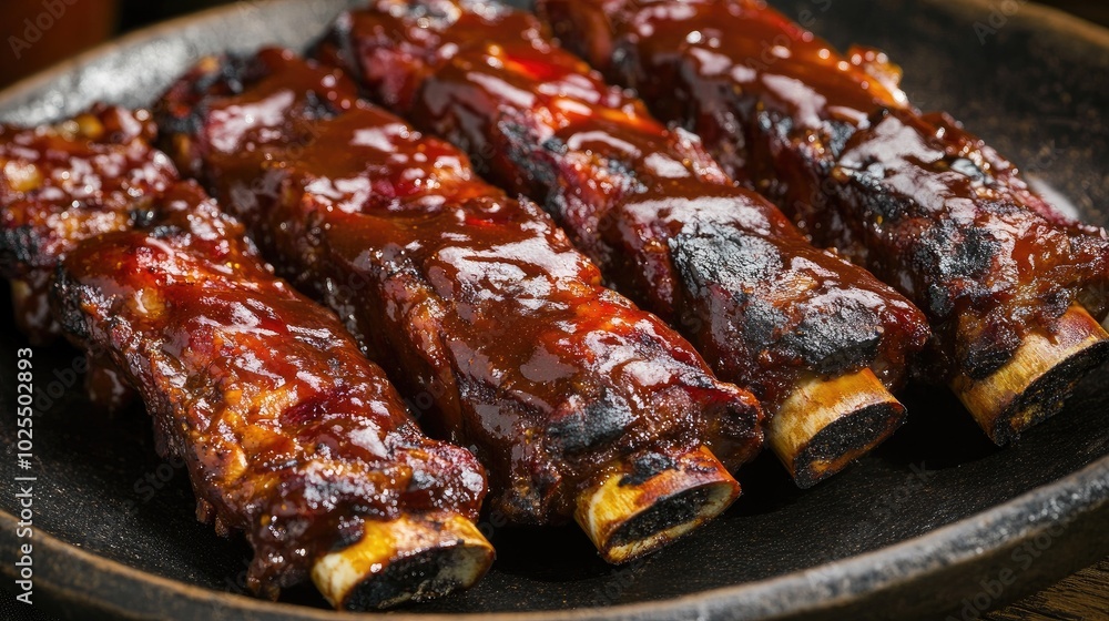 Juicy Barbecue Ribs on a Plate Juicy Barbecue Ribs on a Plate