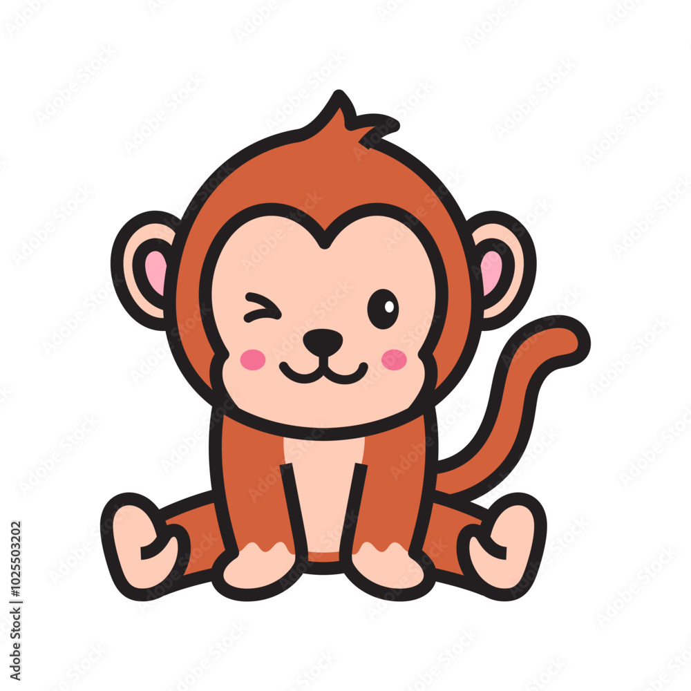 Obraz premium Cute Monkey Vector Doodle Illustration