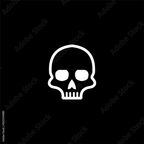 simple minimalist skull head logo vector, modern bold, bone black and white