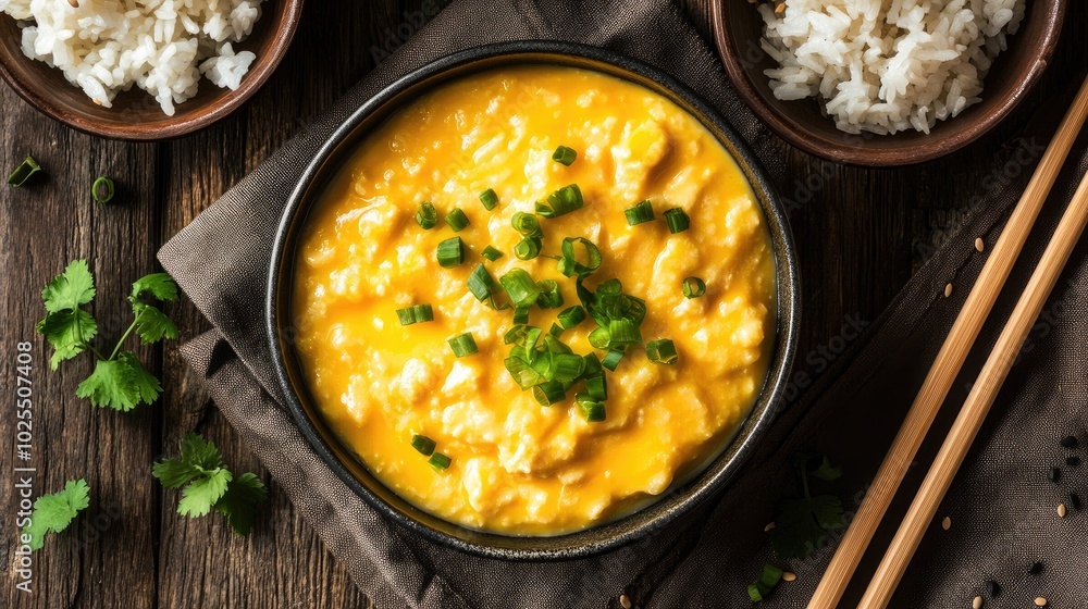 Creamy Egg Dish with Rice and Fresh Herbs Creamy Egg Dish with Rice and Fresh Herbs