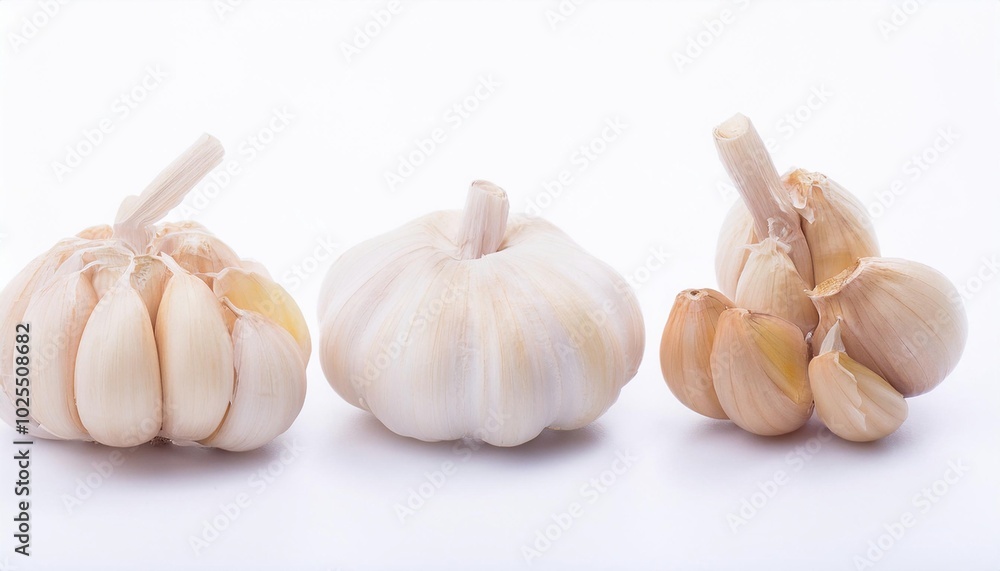 Garlic on white background. Garlic Isolated. Garlic on white background. Garlic Isolated.