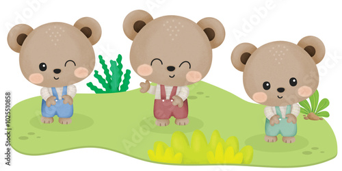 Cute litthle teddy bear best friend watercolor