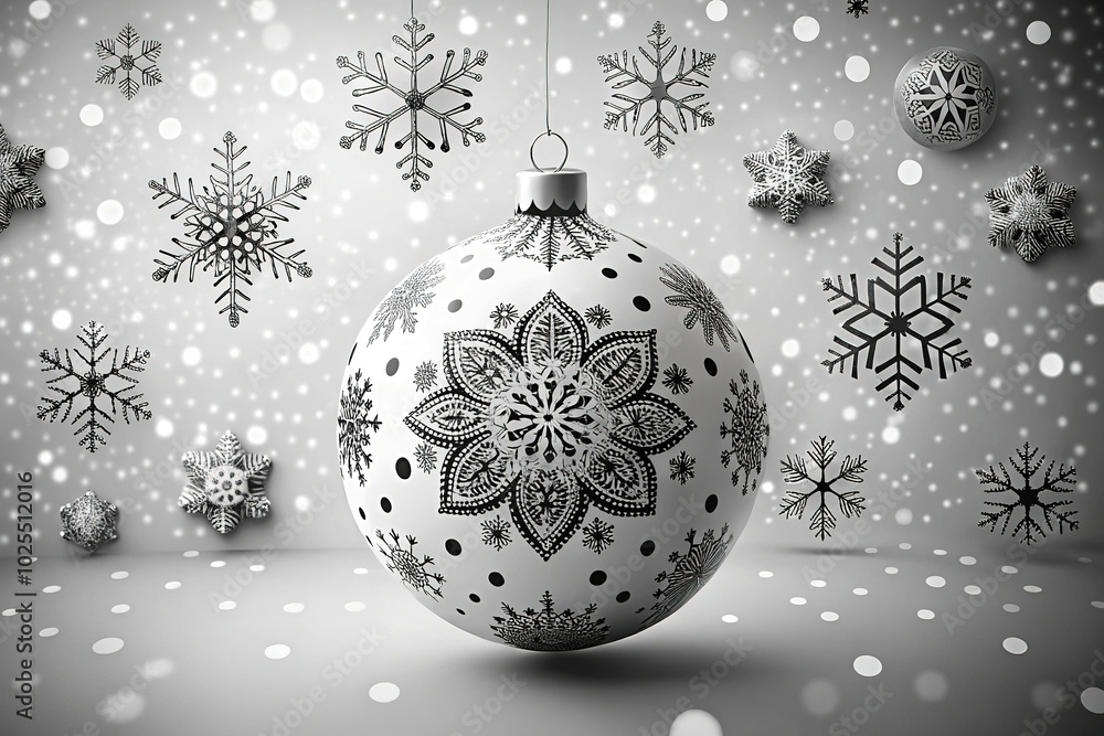 Black and White Christmas Ball Poster with Connect the Dots Snowflakes Coloring Page Design Black and White Christmas Ball Poster with Connect the Dots Snowflakes Coloring Page Design