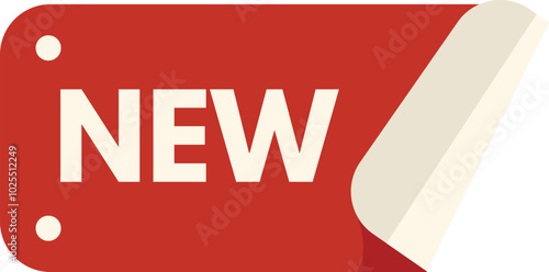 Red sticker with the word new is being peeled back to reveal something fresh and exciting