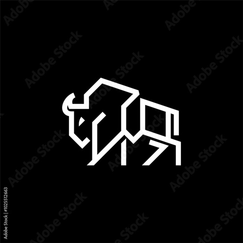 clean design, single continuous line, strong silhouette, curved horns, prominent head, geometric shapes, monochrome color palette, symbolizes strength and resilience, ideal for branding.
