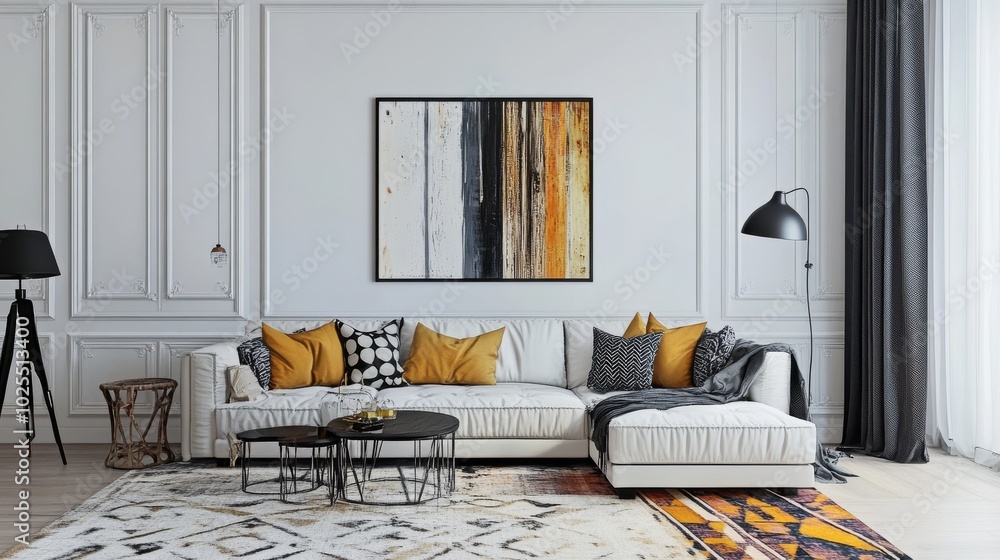 Obraz premium Chic decor for white apartments with patterned accents