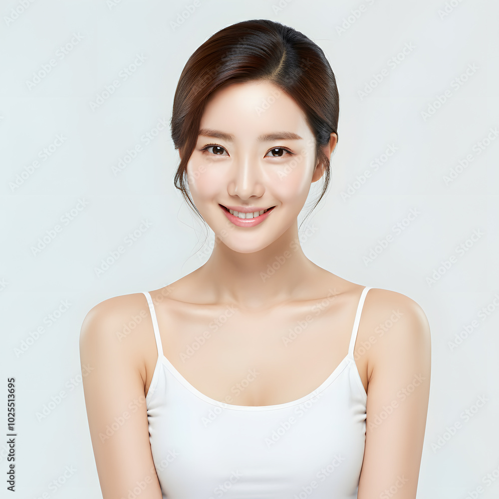 Beautiful young asian woman with clean fresh skin, on white background, asian beauty Beautiful young asian woman with clean fresh skin, on white background, asian beauty