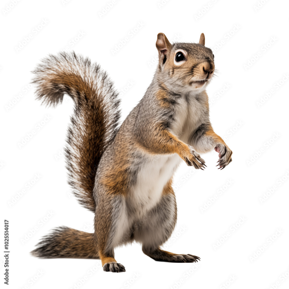 Standing Squirrel With Bushy Tail On Transparent Background Standing Squirrel With Bushy Tail On Transparent Background