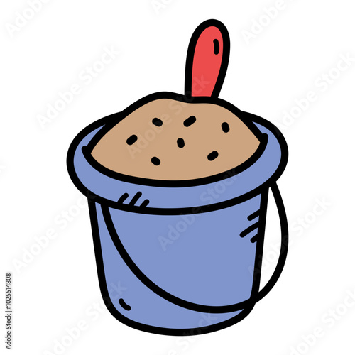 Sand Bucket Doodle Illustration