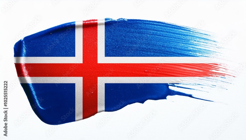 Fototapeta premium 絵の具とアイスランドの国旗(Paint of the Icelandic flag.) 