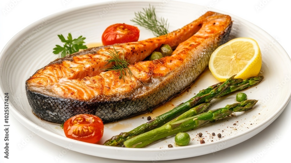 Pan-seared salmon with asparagus and lemon Pan-seared salmon with asparagus and lemon