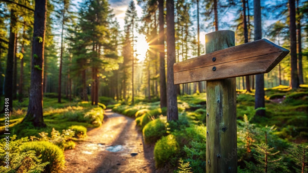 Hiking Trail Signpost in Scandinavian Forest: Urban Exploration Photography Hiking Trail Signpost in Scandinavian Forest: Urban Exploration Photography
