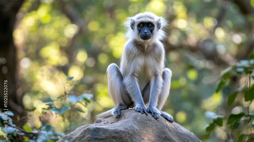 Obraz premium Indian langurs, including the Hanuman Langur, have long tails.