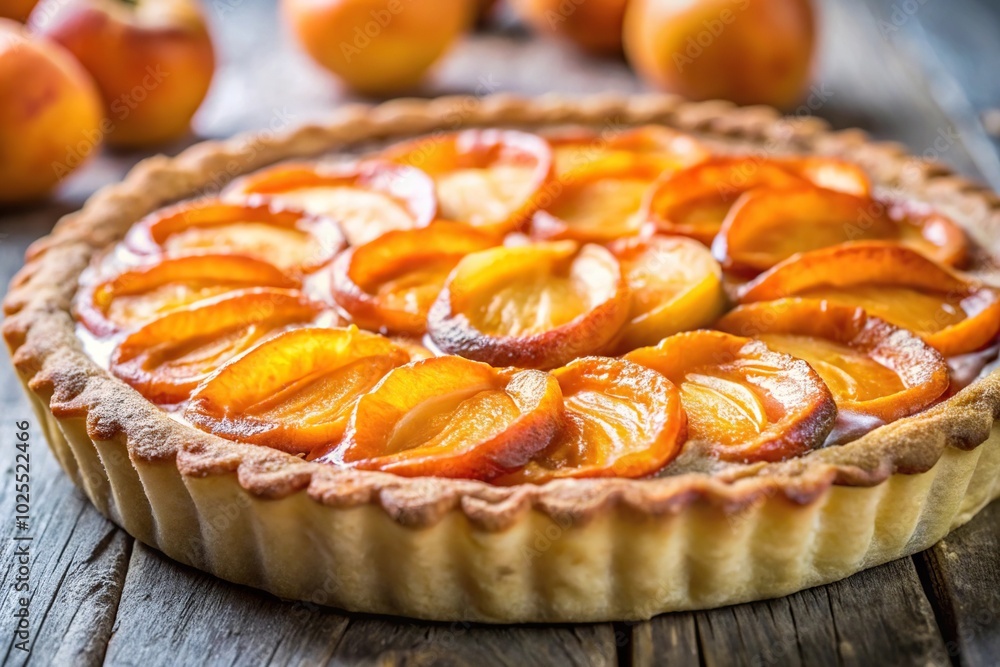 Delicious apricot tart on table Delicious apricot tart on table